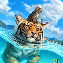Load image into Gallery viewer, Swimming Tiger 30*30CM(Canvas) Full Round Drill Diamond Painting
