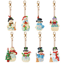 Load image into Gallery viewer, Double Sided Diamond Keychains Pendant Snowman 8PCS Diamond Handicraft Key Chain
