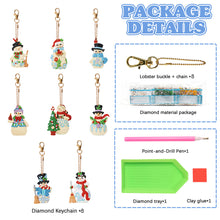 Load image into Gallery viewer, Double Sided Diamond Keychains Pendant Snowman 8PCS Diamond Handicraft Key Chain
