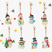 Load image into Gallery viewer, Double Sided Diamond Keychains Pendant Snowman 8PCS Diamond Handicraft Key Chain
