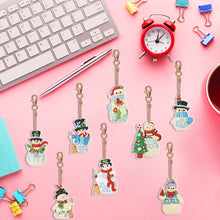 Load image into Gallery viewer, Double Sided Diamond Keychains Pendant Snowman 8PCS Diamond Handicraft Key Chain
