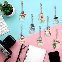 Load image into Gallery viewer, Double Sided Diamond Keychains Pendant Snowman 8PCS Diamond Handicraft Key Chain
