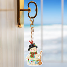 Load image into Gallery viewer, Double Sided Diamond Keychains Pendant Snowman 8PCS Diamond Handicraft Key Chain
