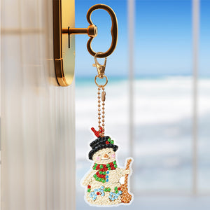 Double Sided Diamond Keychains Pendant Snowman 8PCS Diamond Handicraft Key Chain