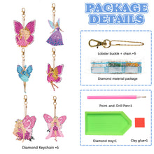 Load image into Gallery viewer, 6PCS Diamond Keychains Pendant Butterfly Girl Double Sided Diamond Art Keychains
