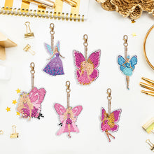 Load image into Gallery viewer, 6PCS Diamond Keychains Pendant Butterfly Girl Double Sided Diamond Art Keychains
