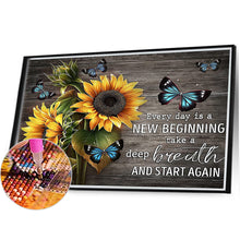 Load image into Gallery viewer, Sunflower Calligraphy And Painting 40*30CM(Picture) Full Square Drill Diamond Painting
