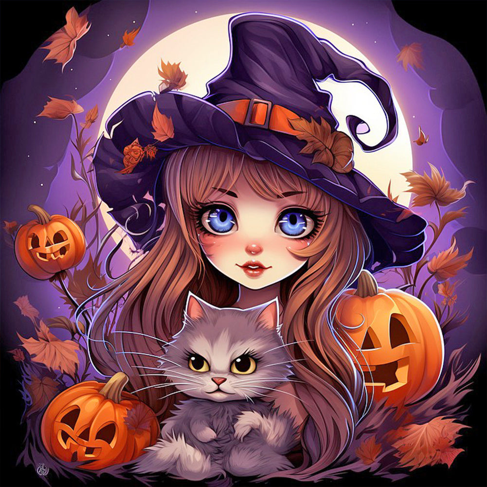 Little Witch 40*40CM(Canvas) Full Round Drill Diamond Painting