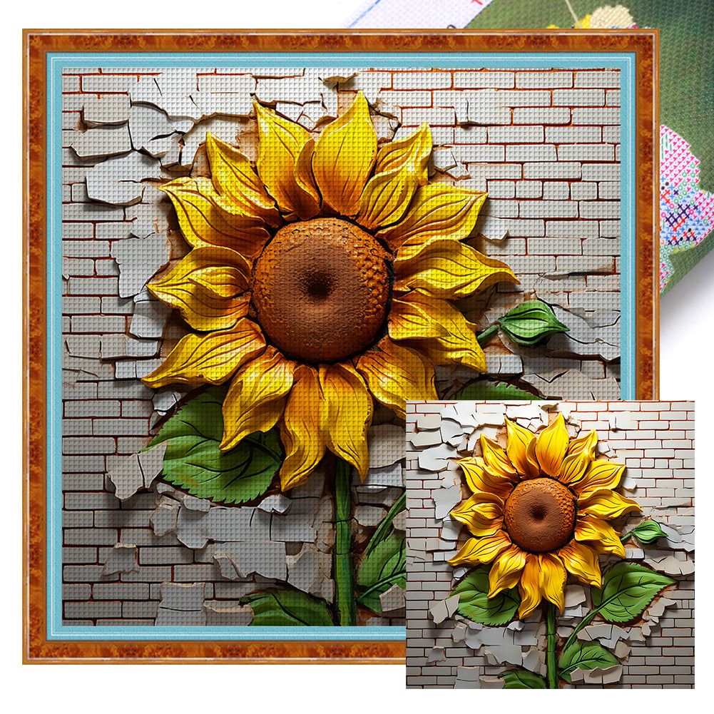 Flowers In The Crack (40*40CM ) 11CT 3 Stamped Cross Stitch