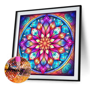 Mandala Glass Painting 40*40CM(Picture) Full Round Drill Diamond Painting