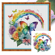 Load image into Gallery viewer, Butterfly Rainbow (25*25CM ) 18CT 2 Stamped Cross Stitch
