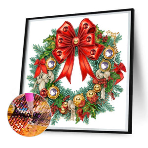 Christmas Wreath 30*30CM(Canvas) Partial Special Shaped Drill Diamond Painting