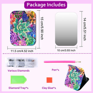 Special Shape Diamond Painting Compact Mirror Flower 5D DIY (#1)