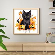 Load image into Gallery viewer, Pumpkin Black Cat (25*25CM ) 18CT 2 Stamped Cross Stitch
