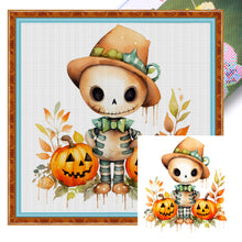 Load image into Gallery viewer, Pumpkin Skullman (25*25CM ) 18CT 2 Stamped Cross Stitch
