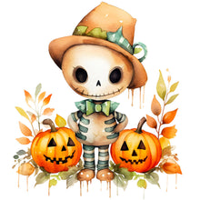 Load image into Gallery viewer, Pumpkin Skullman (25*25CM ) 18CT 2 Stamped Cross Stitch
