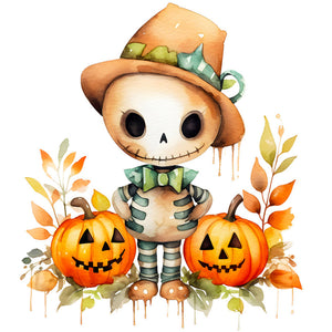 Pumpkin Skullman (25*25CM ) 18CT 2 Stamped Cross Stitch