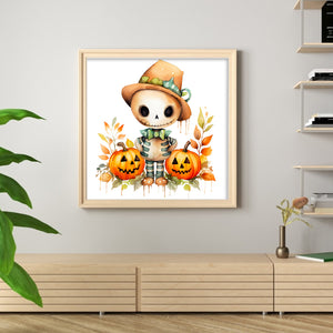 Pumpkin Skullman (25*25CM ) 18CT 2 Stamped Cross Stitch