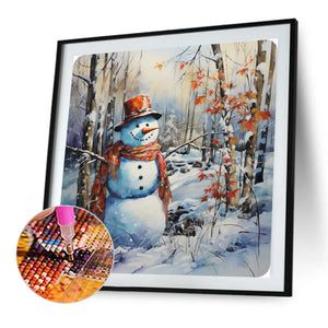 Winter Snowman 40*40CM(Canvas) Full Round Drill Diamond Painting