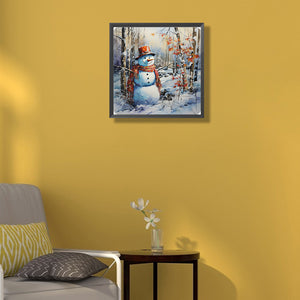 Winter Snowman 40*40CM(Canvas) Full Round Drill Diamond Painting