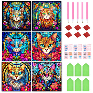 Glass Cat 30*30CM(Canvas) Full Round Drill Diamond Painting