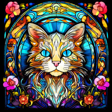 Load image into Gallery viewer, Glass Cat 30*30CM(Canvas) Full Round Drill Diamond Painting
