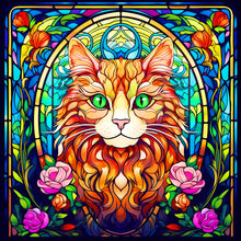 Load image into Gallery viewer, Glass Cat 30*30CM(Canvas) Full Round Drill Diamond Painting
