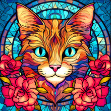 Load image into Gallery viewer, Glass Cat 30*30CM(Canvas) Full Round Drill Diamond Painting
