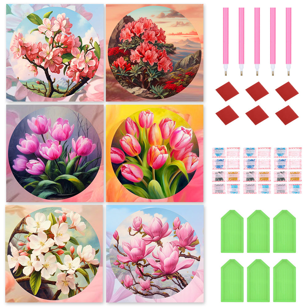 Flowers 30*30CM(Canvas) Full Round Drill Diamond Painting