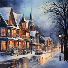 Load image into Gallery viewer, Winter Snow Street 40*40CM(Canvas) Full Round Drill Diamond Painting
