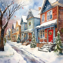 Load image into Gallery viewer, Winter Snow Street 40*40CM(Canvas) Full Round Drill Diamond Painting
