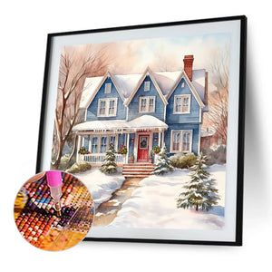 Winter Snow Street 40*40CM(Canvas) Full Round Drill Diamond Painting