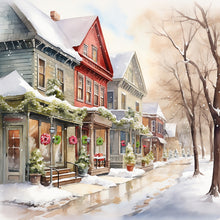 Load image into Gallery viewer, Winter Snow Street 40*40CM(Canvas) Full Round Drill Diamond Painting
