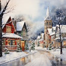 Load image into Gallery viewer, Winter Snow Street 40*40CM(Canvas) Full Round Drill Diamond Painting
