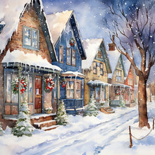 Load image into Gallery viewer, Winter Snow Street 40*40CM(Canvas) Full Round Drill Diamond Painting
