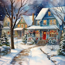 Load image into Gallery viewer, Winter Snow Street 40*40CM(Canvas) Full Round Drill Diamond Painting
