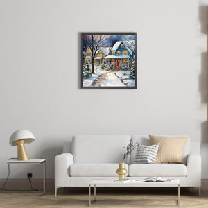 Winter Snow Street 40*40CM(Canvas) Full Round Drill Diamond Painting