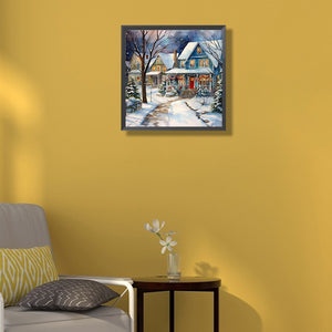 Winter Snow Street 40*40CM(Canvas) Full Round Drill Diamond Painting