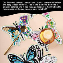 Load image into Gallery viewer, Wooden Diamond DIY Coasters Art Coaster Kits with Holder (Flower Butterfly 6PCS)
