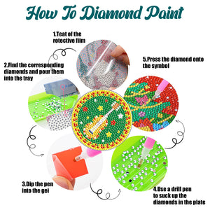6PCS Diamond Crafts Coasters Diamond Painting Art Coasters (Hippie Skeleton)
