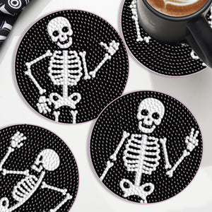 6PCS Diamond Crafts Coasters Diamond Painting Art Coasters (Hippie Skeleton)