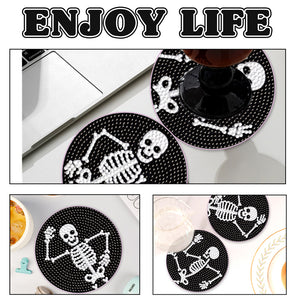 6PCS Diamond Crafts Coasters Diamond Painting Art Coasters (Hippie Skeleton)