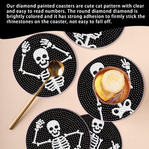 6PCS Diamond Crafts Coasters Diamond Painting Art Coasters (Hippie Skeleton)