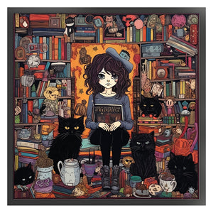 Girl Black Cat (70*70CM ) 11CT 3 Stamped Cross Stitch