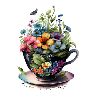 Teacups Flowers (40*50CM ) 14CT 2 Stamped Cross Stitch