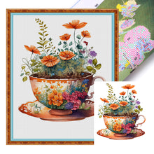 Load image into Gallery viewer, Teacups Flowers (40*50CM ) 14CT 2 Stamped Cross Stitch
