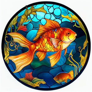 Glass Dragonfly And Koi 30*30CM(Canvas) Full Round Drill Diamond Painting