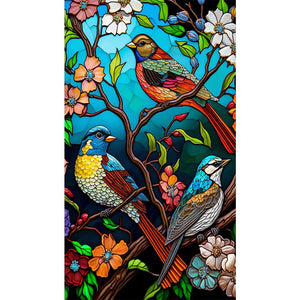 Flower And Bird Glass Painting 40*70CM(Picture) Full Square Drill Diamond Painting