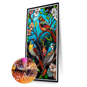 Flower And Bird Glass Painting 40*70CM(Picture) Full Square Drill Diamond Painting