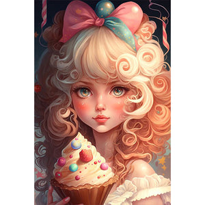 Colorful Ice Cream Girl 40*60CM(Picture) Full Round Drill Diamond Painting